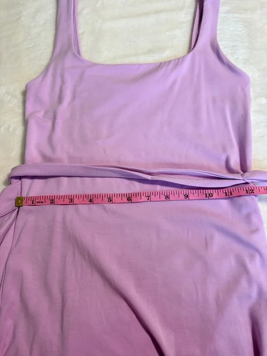 Wilfred Saturn Mini Dress Pink Wrap Tie Asymmetric Hem Square Neck Size S - Picture 10 of 11